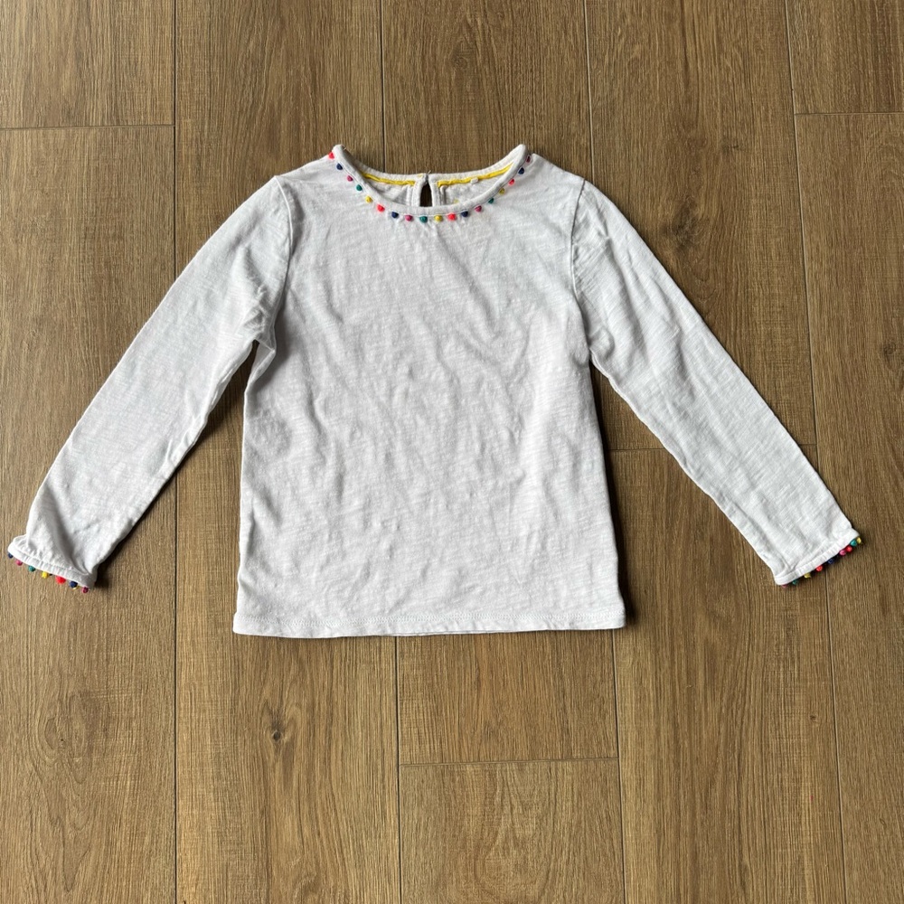 Boden Long Sleeve Kids Shirt with Colorful Trim (Sz 6-7)